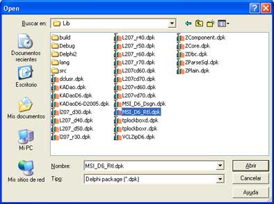 Instalar componentes Delphi - Selección dpk